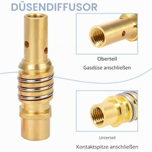 Detalle de EATBALE MIG/MAG-Zubehörset für 15AK/MB15 mit beschichteten Gasdüsen und 0,8-mm-Kontaktspitzen