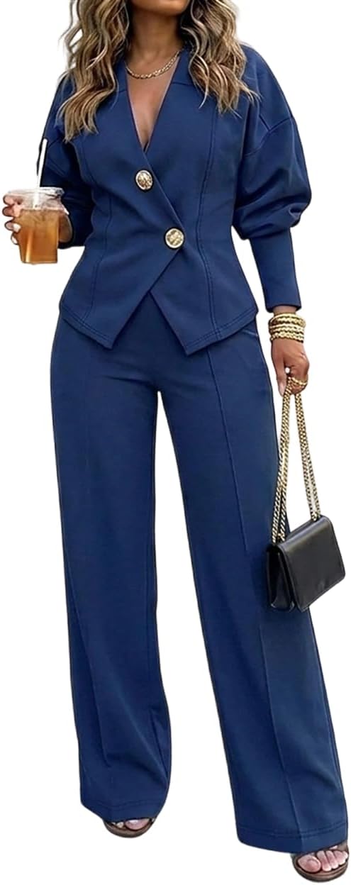 Detalle de CHICME Women's Two-Piece Pants Set, Viscose Blend