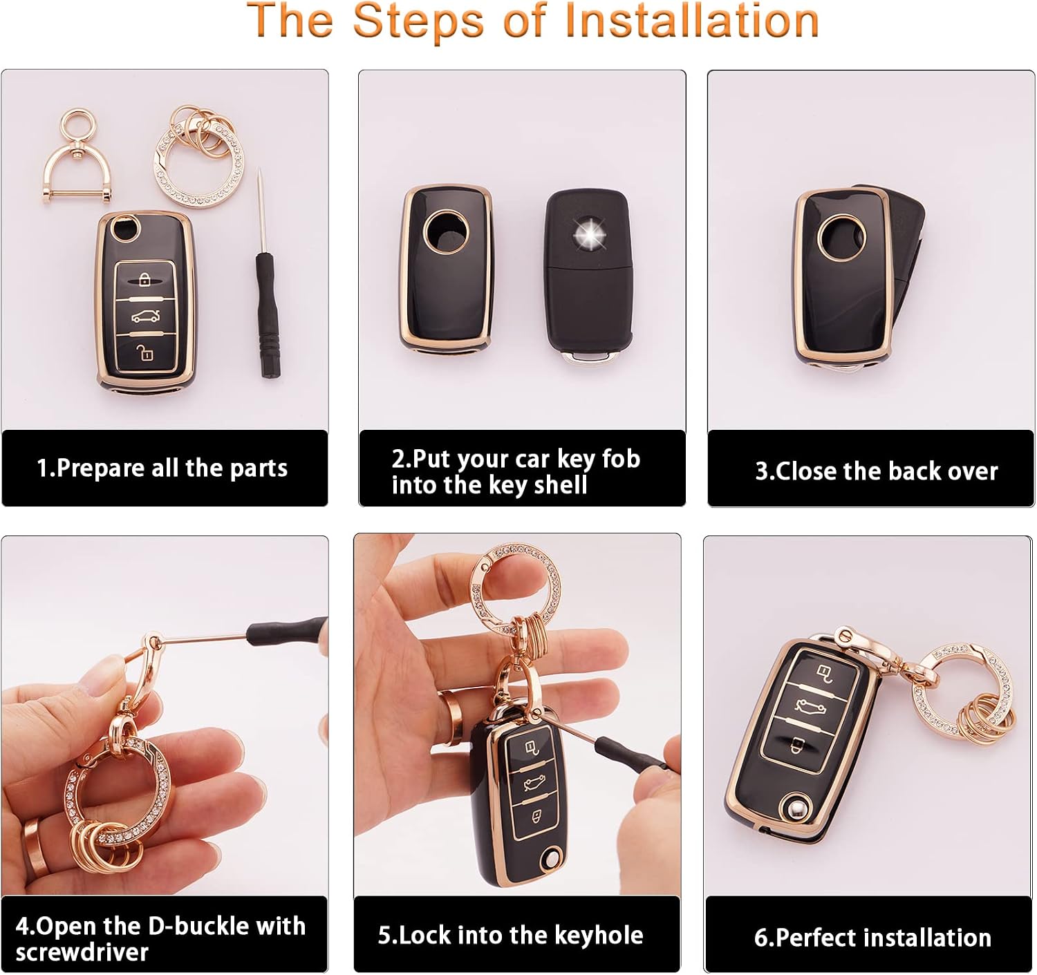 Thumbnail 2 de Koaudb 3-Buttons Key Fob Cover for VW: Passat, Golf, Polo, Beetle, Jetta, Touran, Eos, Scirocco