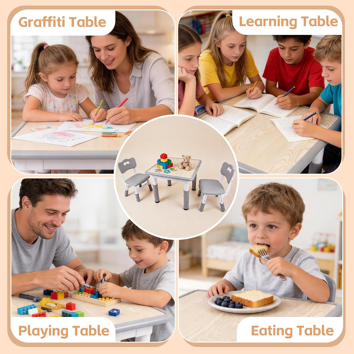 Thumbnail 6 de Pterying LY-1106B Toddler Table and Chair Set, Graffiti Top, 2 Chairs