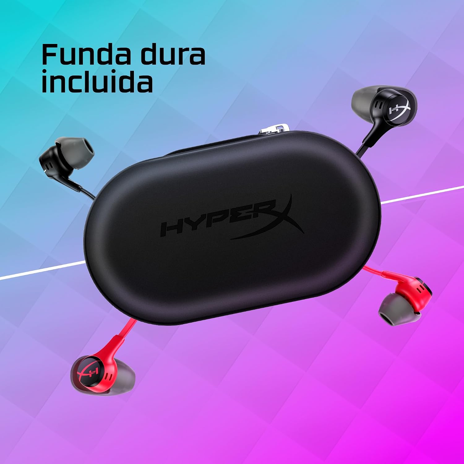 Detalle de HyperX Cloud EarBuds II negros: auriculares con micrófono para usar a diario