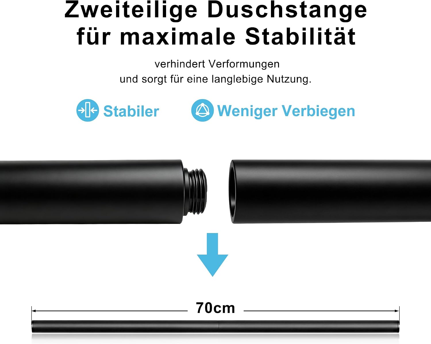 Detalle de Görbach Asta Doccia Nera 70 cm – Colonna Doccia INOX a Parete con Doccetta a 3 Getti e Mensola XXL