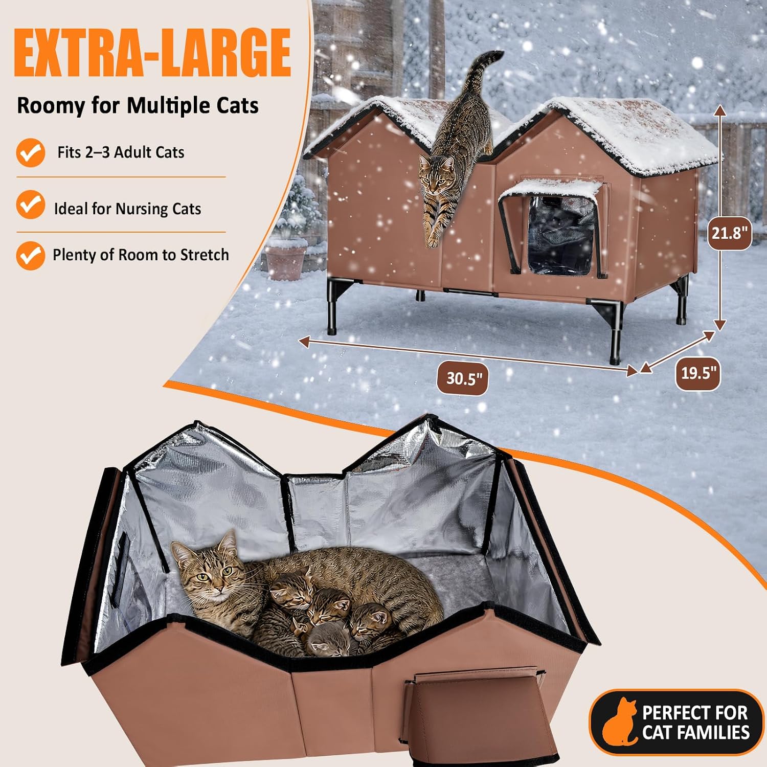 Detalle 2 de HXPLN HX580B Heated Outdoor Cat House with Heating Pad and PVC Mesh