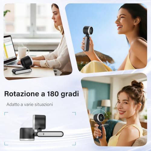 Detalle de KARFUN Ventilatore Portatile: Mini, Pieghvole a 180° con Display e USB