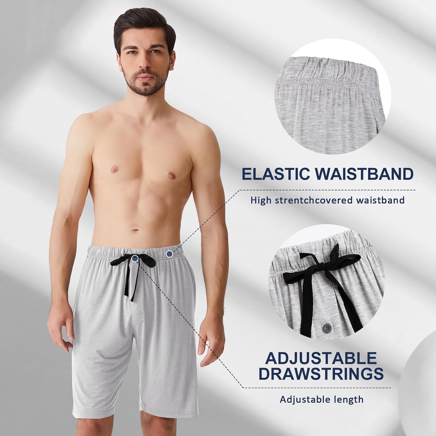 Thumbnail 3 de BAMBOO COOL Men’s Bamboo Viscose Pajama Lounge Shorts (2-Pack) with Pockets