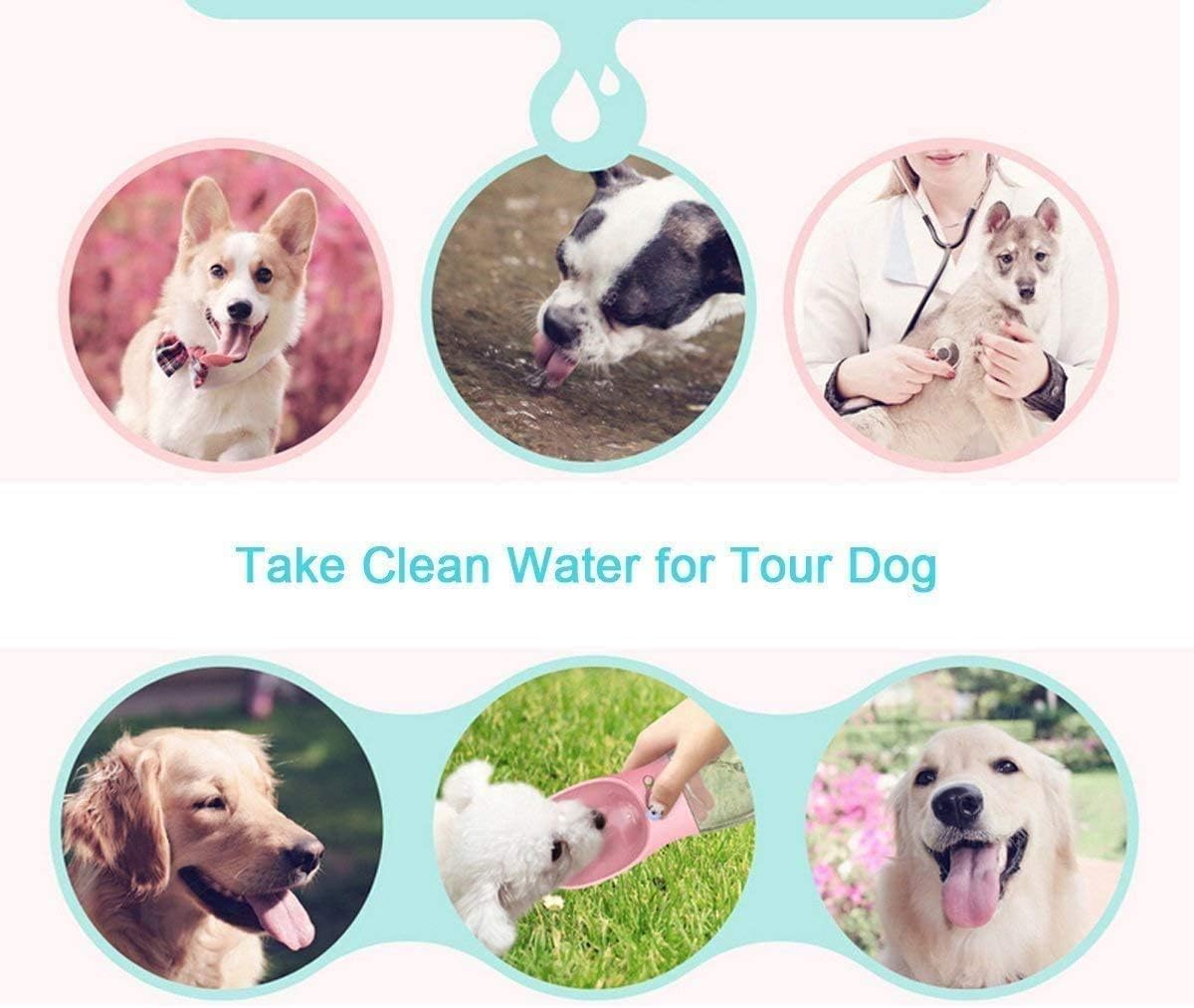 Thumbnail 5 de COTOP Hundetrinkflasche für unterwegs (rosa) – tragbare Wasserflasche mit Reise-Trinknapf, 550 ml, BPA-frei