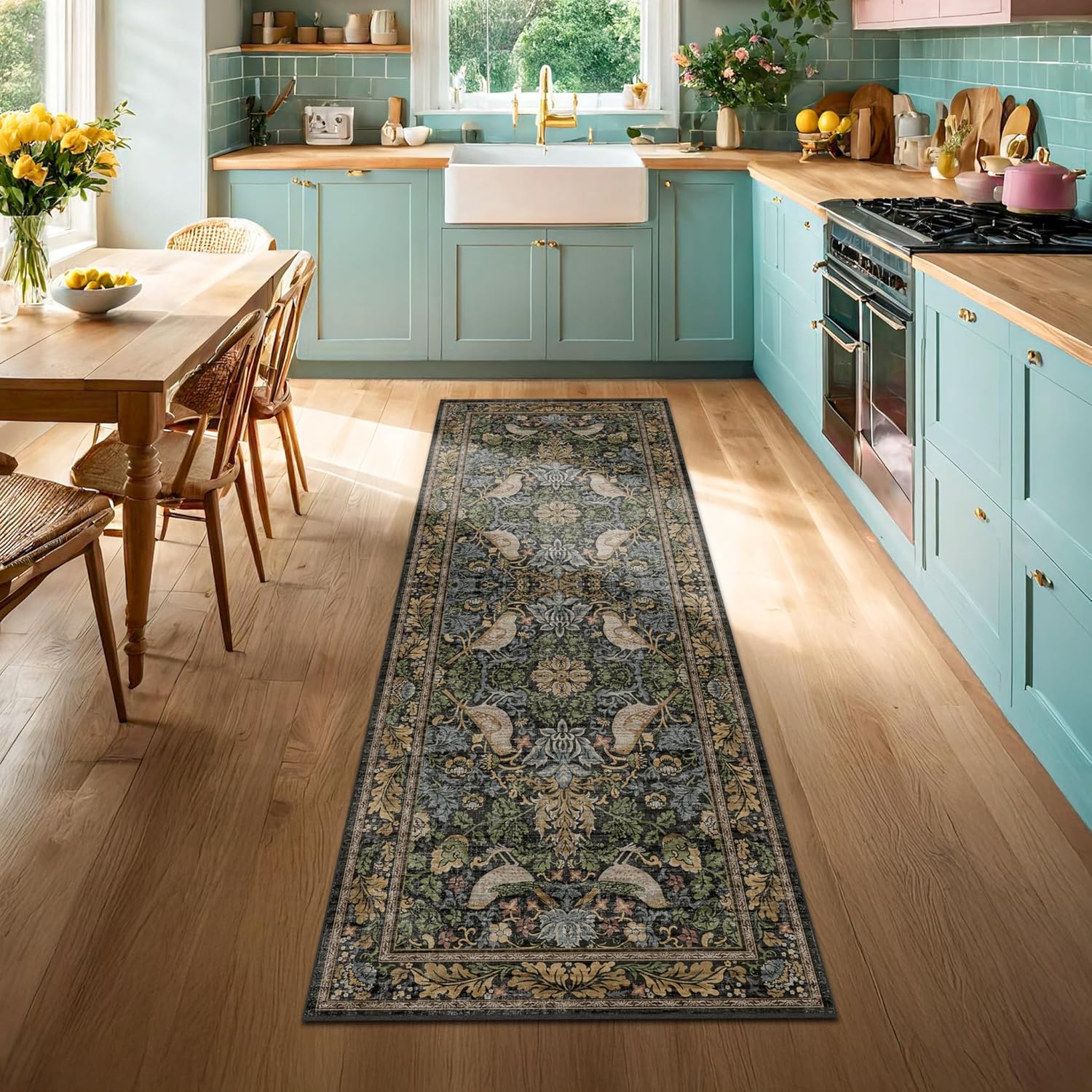 Thumbnail 5 de Vintage Runner Rugs for Hallways - 2'6" x 8' Washable Non-Slip Floral Hallway Runner