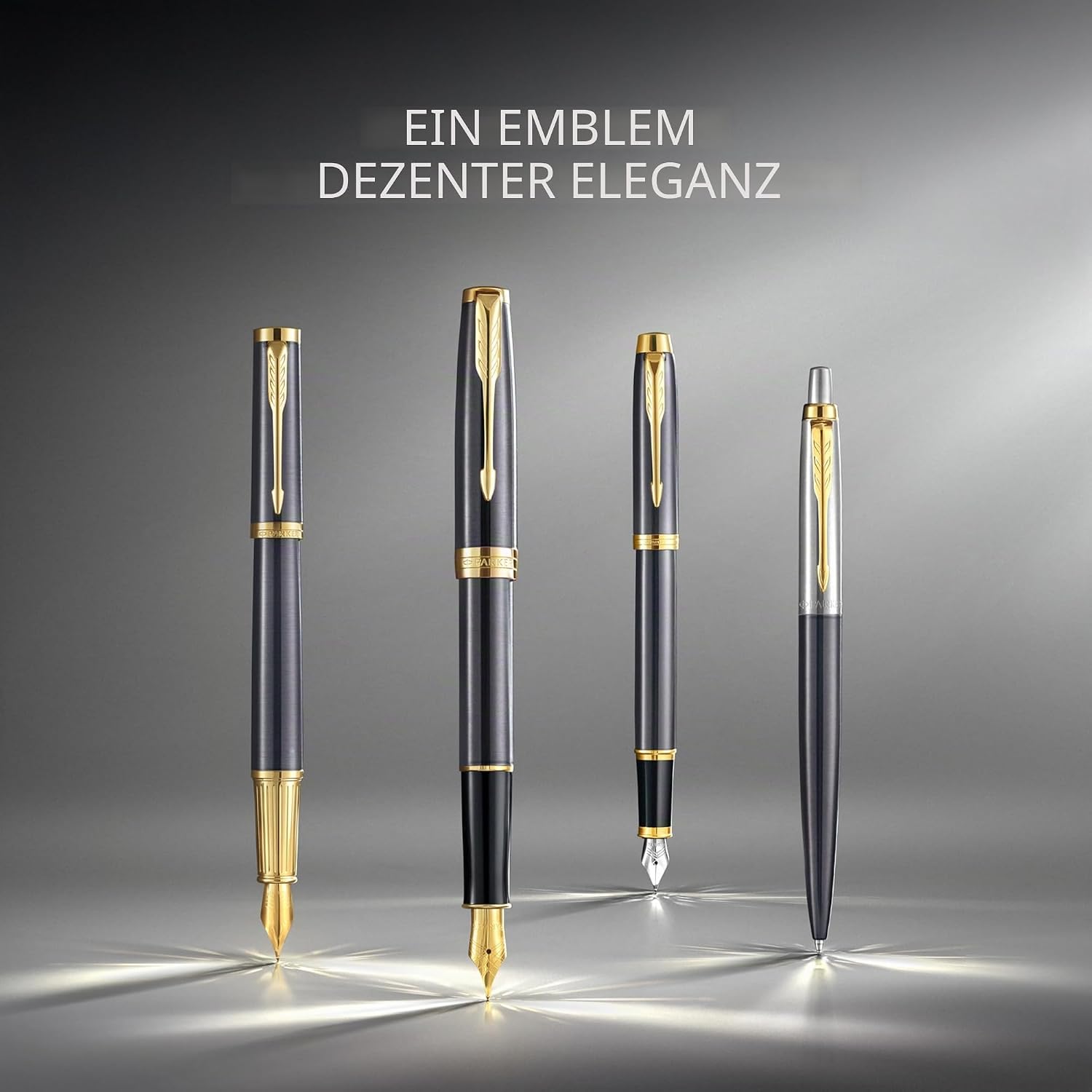 Thumbnail 6 de Parker Jotter Kugelschreiber grau lackiert mit goldenen Zierteilen (mittlere Spitze) im Nachfüllpack | Geschenkbox