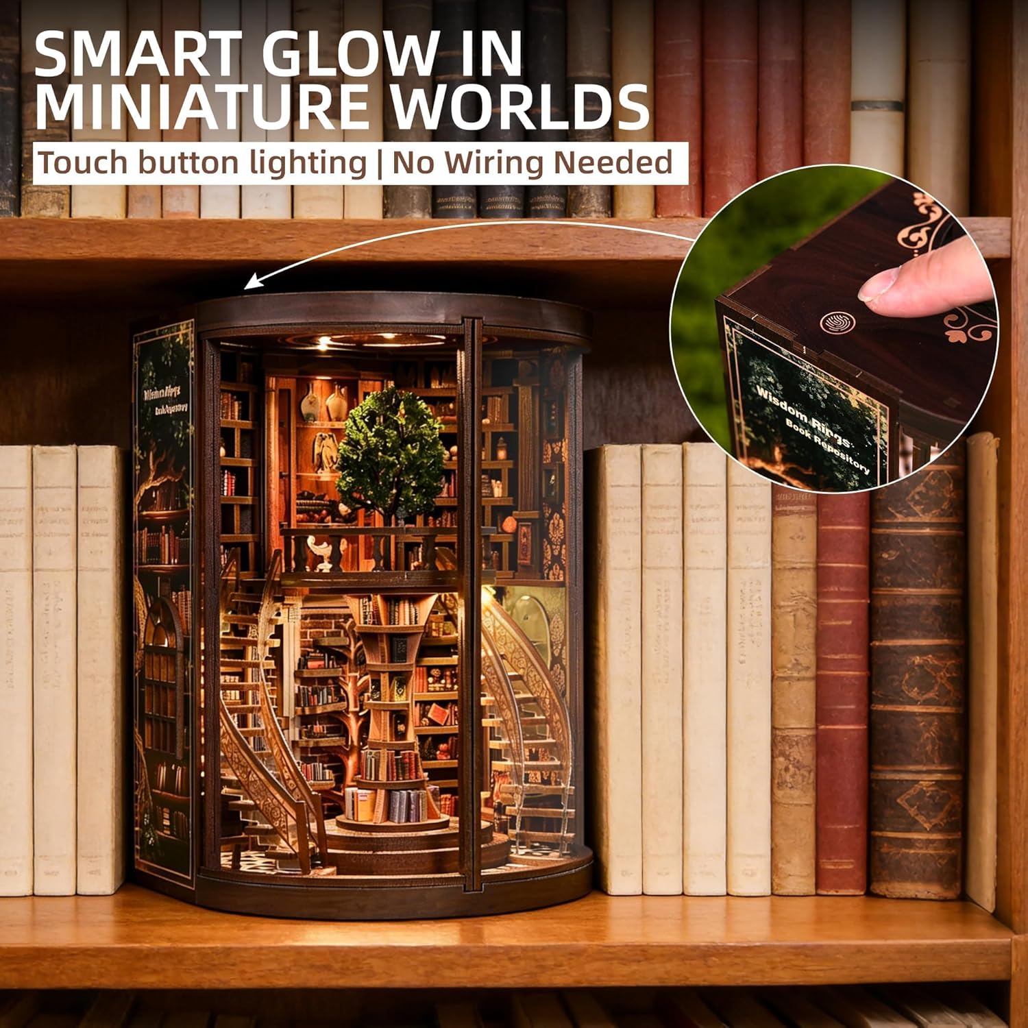 Thumbnail 1 de Book Nook Kit für Erwachsene (CRIOLPO) – DIY Miniatur-Holzpuzzle 3D als Puppenhaus & Buchstütze mit LED