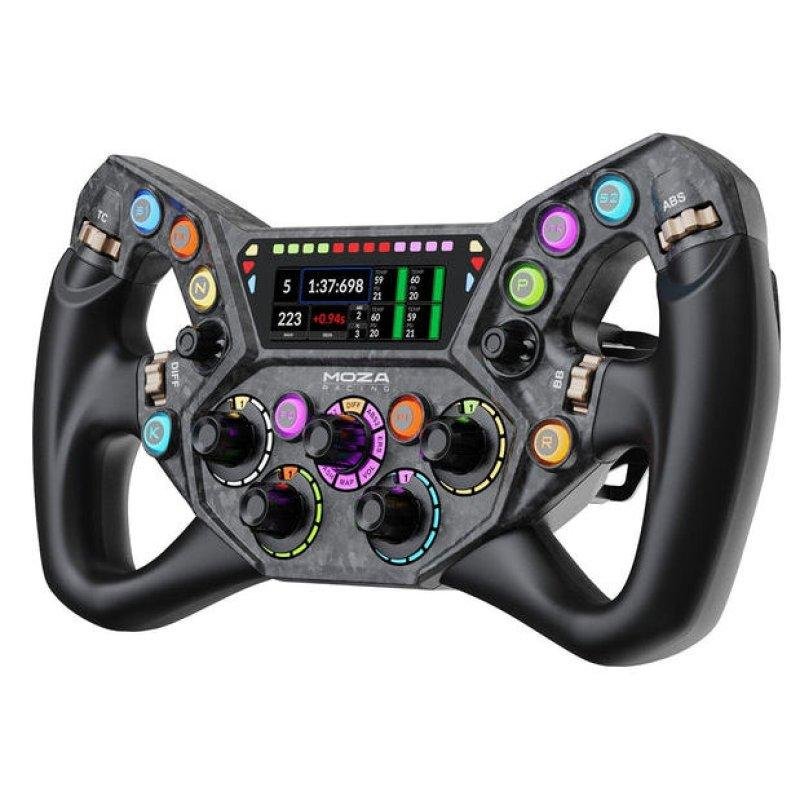 Detalle 2 de Moza KS Pro 300 mm: volante para simulación con fibra de carbono y pantalla RGB de 2,99
