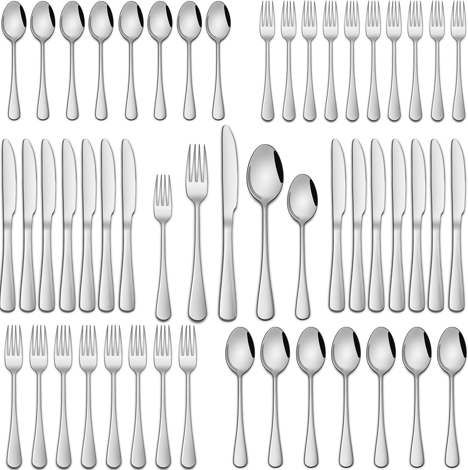 Detalle de DEHOV T1010 30-Piece Stainless Steel Flatware Set for 6, Mirror-Polished