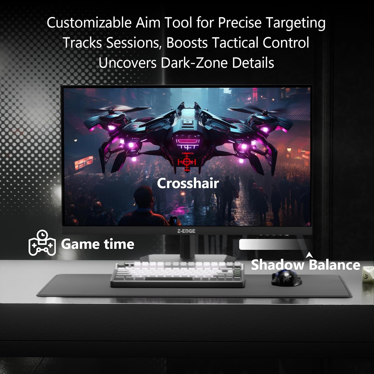 Detalle de Z-Edge 27 Zoll QHD Gaming Monitor – 260 Hz, 1 ms MPRT, IPS-Panel, FreeSync, HDR10