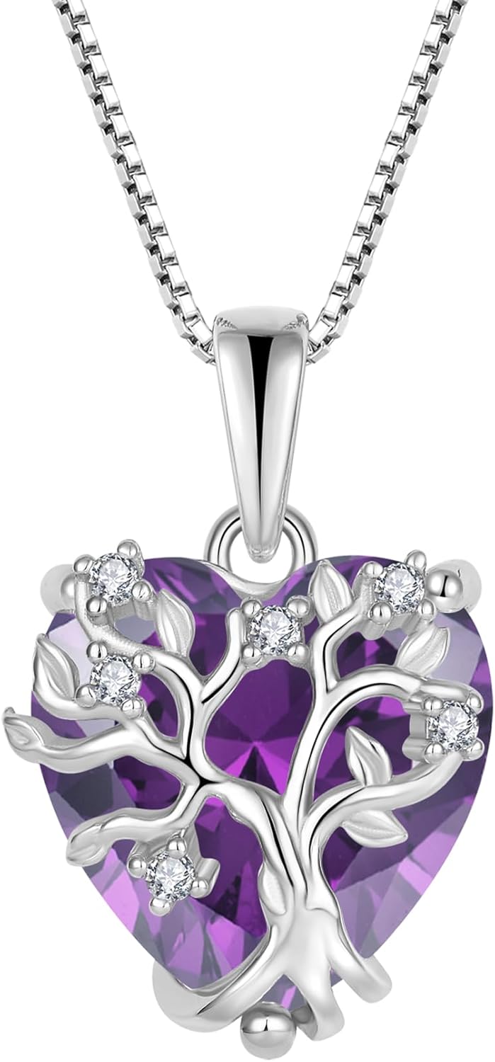 Thumbnail 6 de FJ Lebensbaum Kette Damen aus 925 Sterling Silber mit Herz & Baum des Lebens – Anhänger mit Geburtsstein