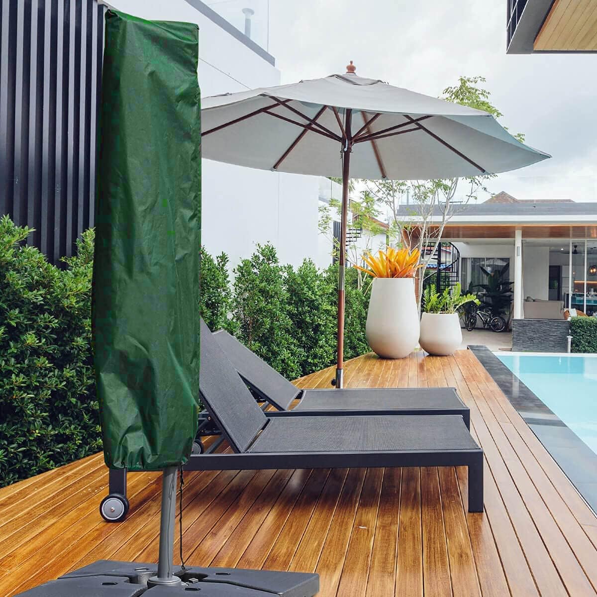 Detalle 2 de RICHIE Heavy-Duty 600D Oxford Garden Parasol Cover (Waterproof, 2–3m Round Parasols, No Zip) – Green