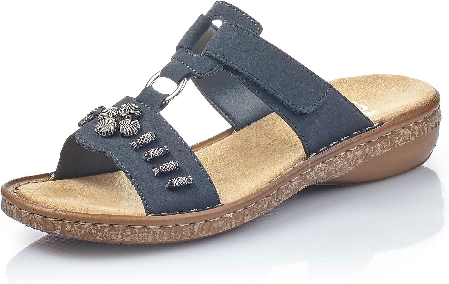 Detalle de Rieker Damen Pantoletten 628M6 – Slip On für zuverlässigen Tragekomfort