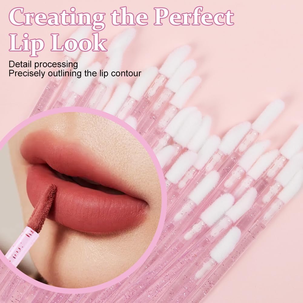 Thumbnail 3 de Alaoo 200 Pennelli Labbra Monouso – Applicatori per Rossetto in Cristallo Rosa (Versione Crystal)