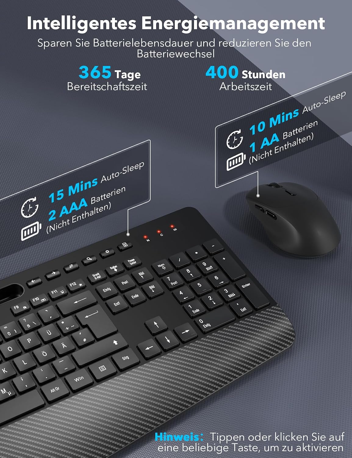 Thumbnail 4 de Kabellos Tastatur Maus Set 2,4 GHz Ergonomisch
