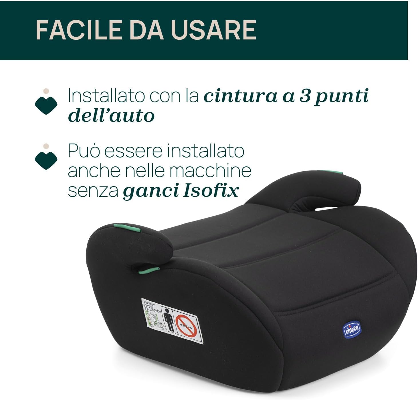 Detalle de Chicco Quasar i-Size: Seggiolino Auto Gruppo 3 per bambini 126–150 cm (7–12 anni) - Nero