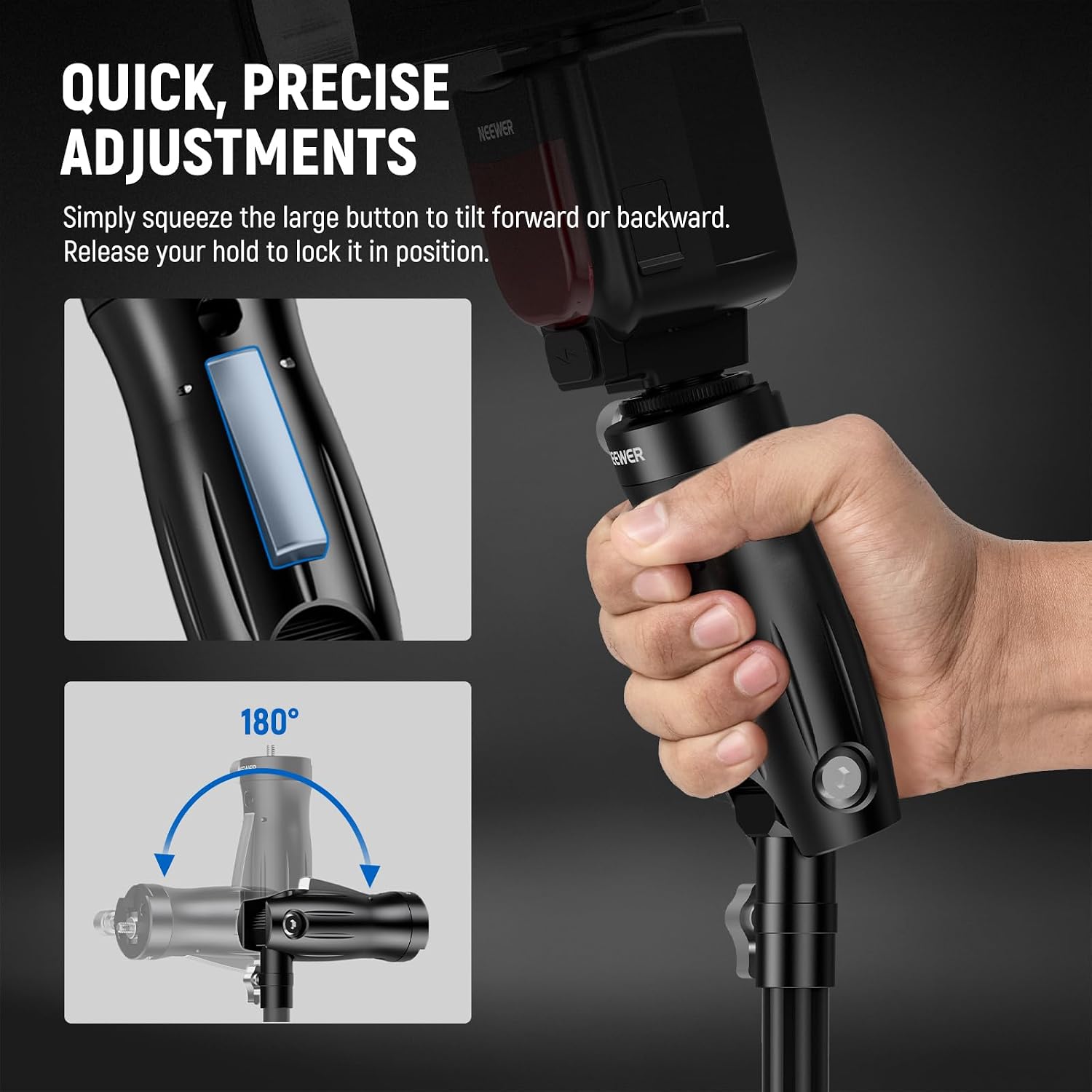 Detalle 2 de NEEWER GM14 Cold Shoe Flash Bracket Mount with Pistol Grip