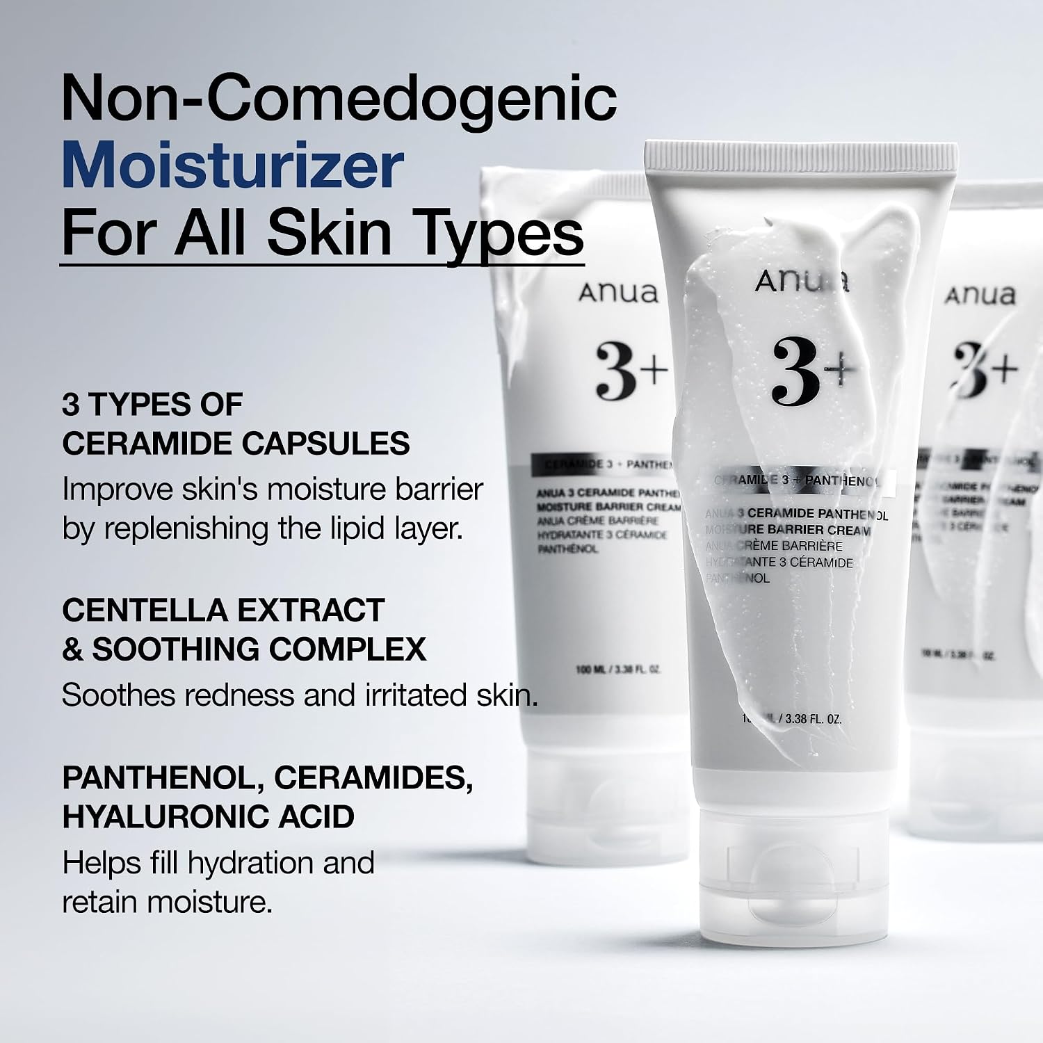 Detalle de ANUA 3 Ceramide Panthenol Moisture Barrier Cream, 3.38 fl oz Face Moisturizer