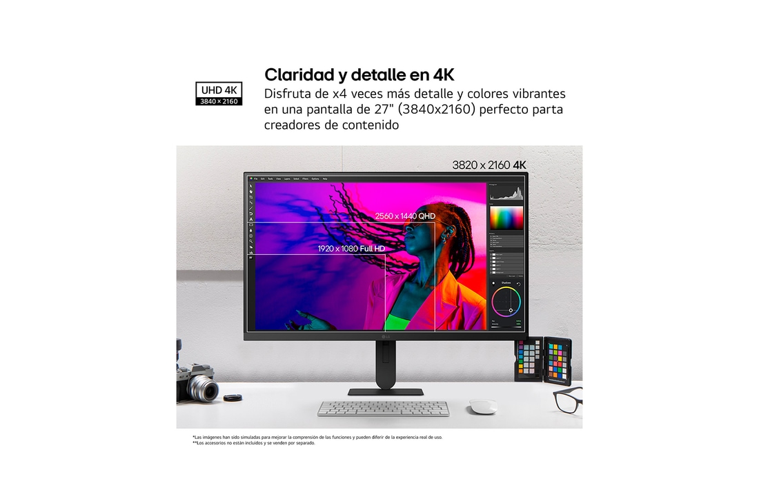 Detalle de LG UltraFine 27'' UHD IPS con altura ajustable (27U730BX-B.OBSPTO) – monitor para productividad