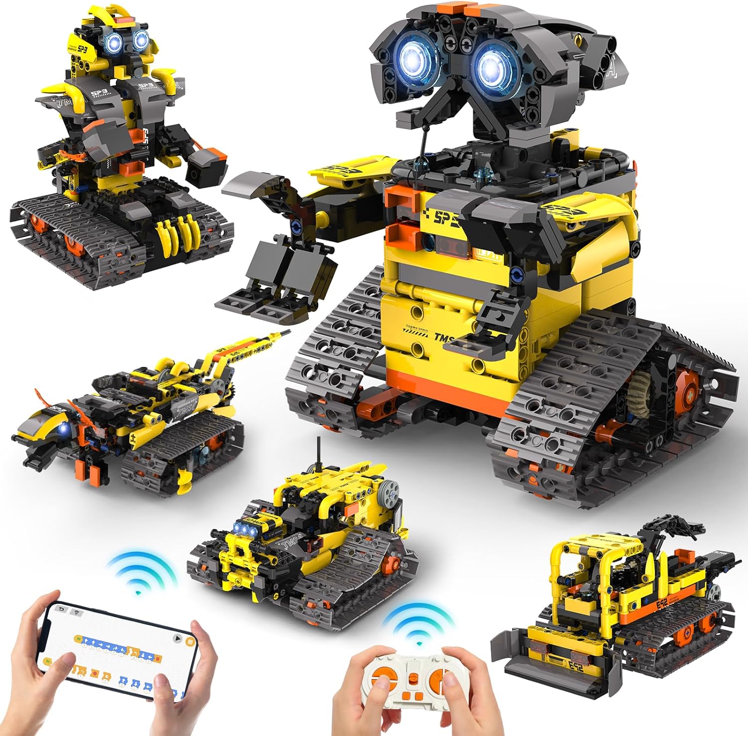 Detalle de Technic Robot Building Sets, 688PCS 5-in-1 RC Kit: Remote & App Controlled Construction Toy