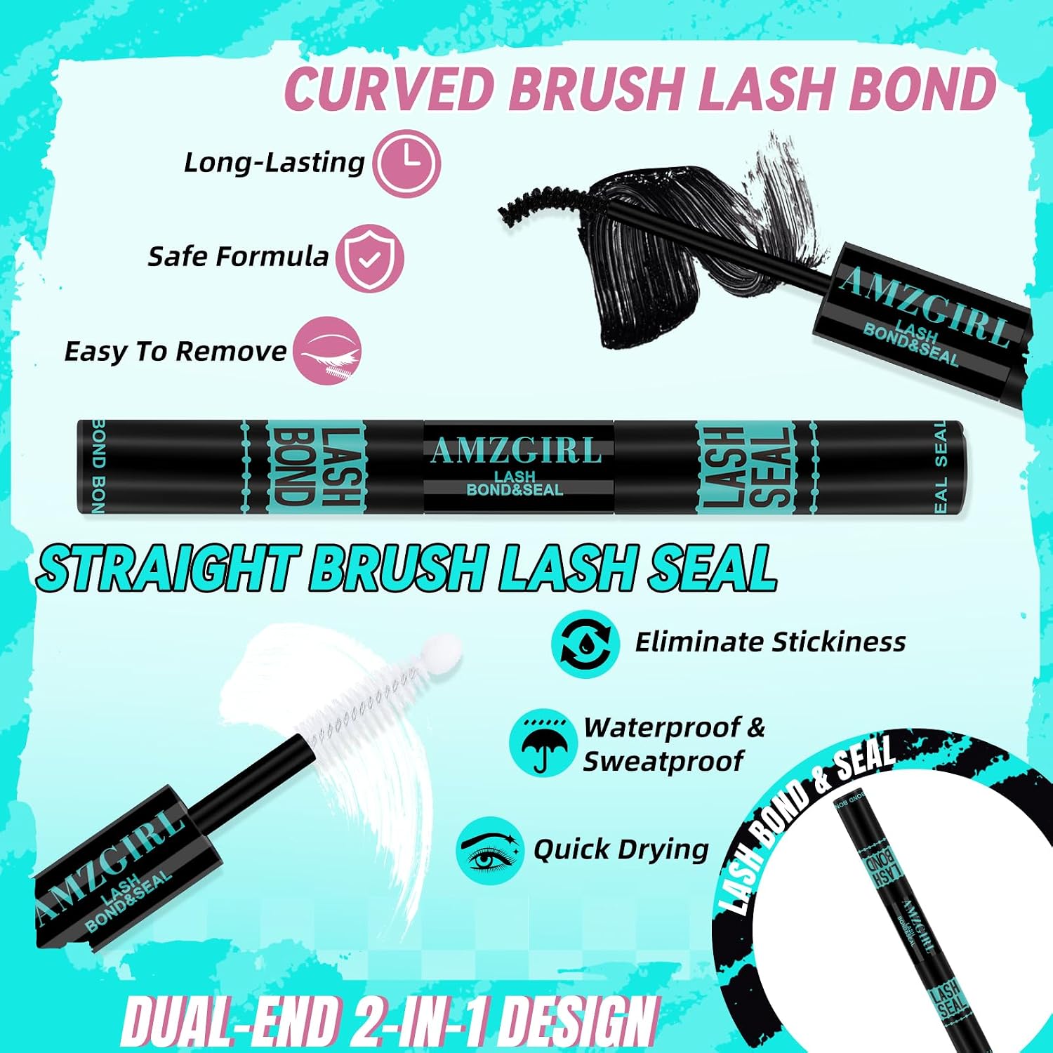 Thumbnail 4 de AMZGIRL LASH Midnight Wispy Lash Clusters Kit (D Curl-Mix 8-16mm) – 144 DIY Clusters + Bond & Seal, Remover & Applicator