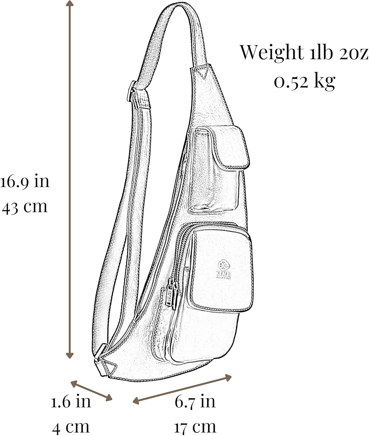 Thumbnail 6 de Time Resistance Brown Leather Sling Bag – Handmade Italian Full-Grain Crossbody