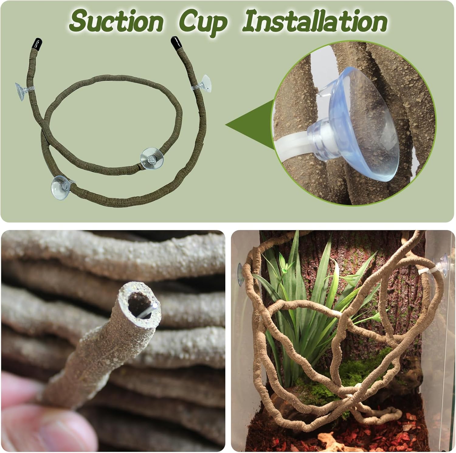 Thumbnail 3 de Artificial Reptile Hammock & Hanging Plant Vine Decoration for Terrariums (with suction cups)