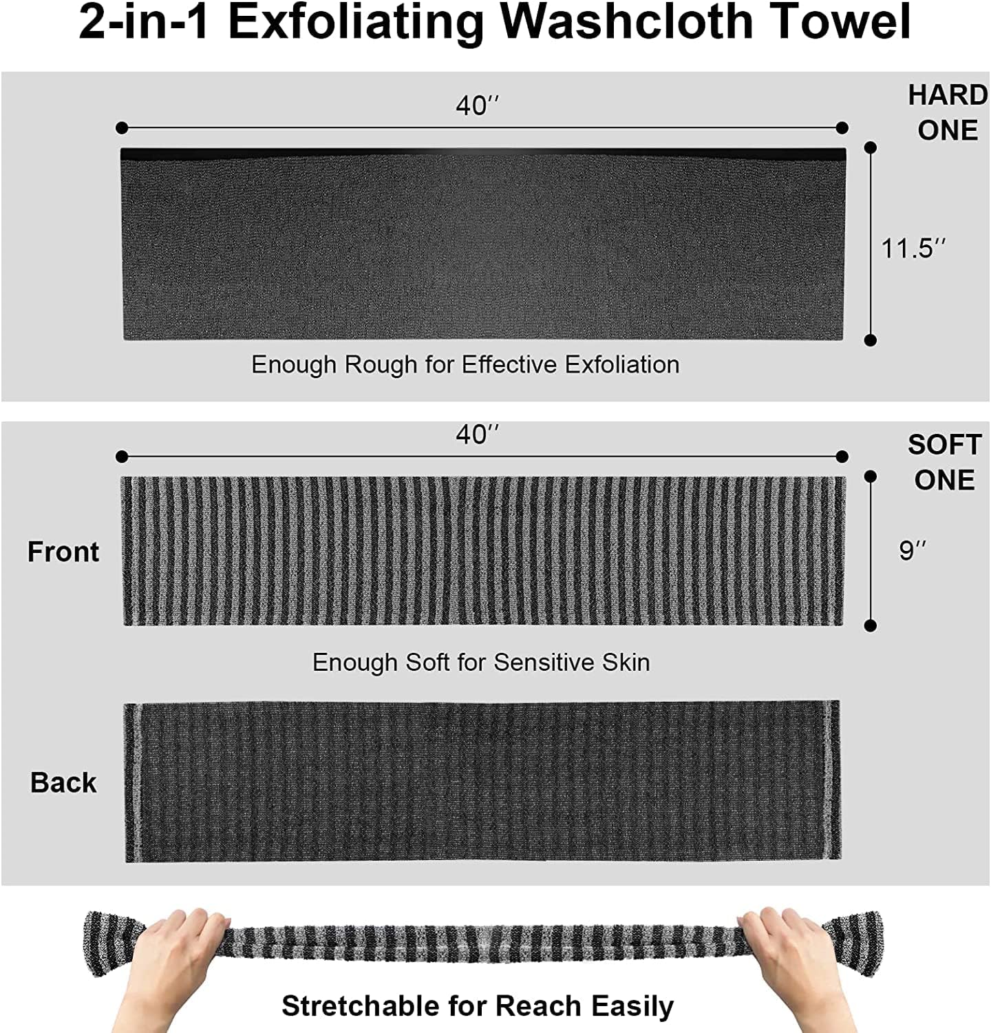 Thumbnail 4 de Yiclick Exfoliating Body Scrubber back washcloth