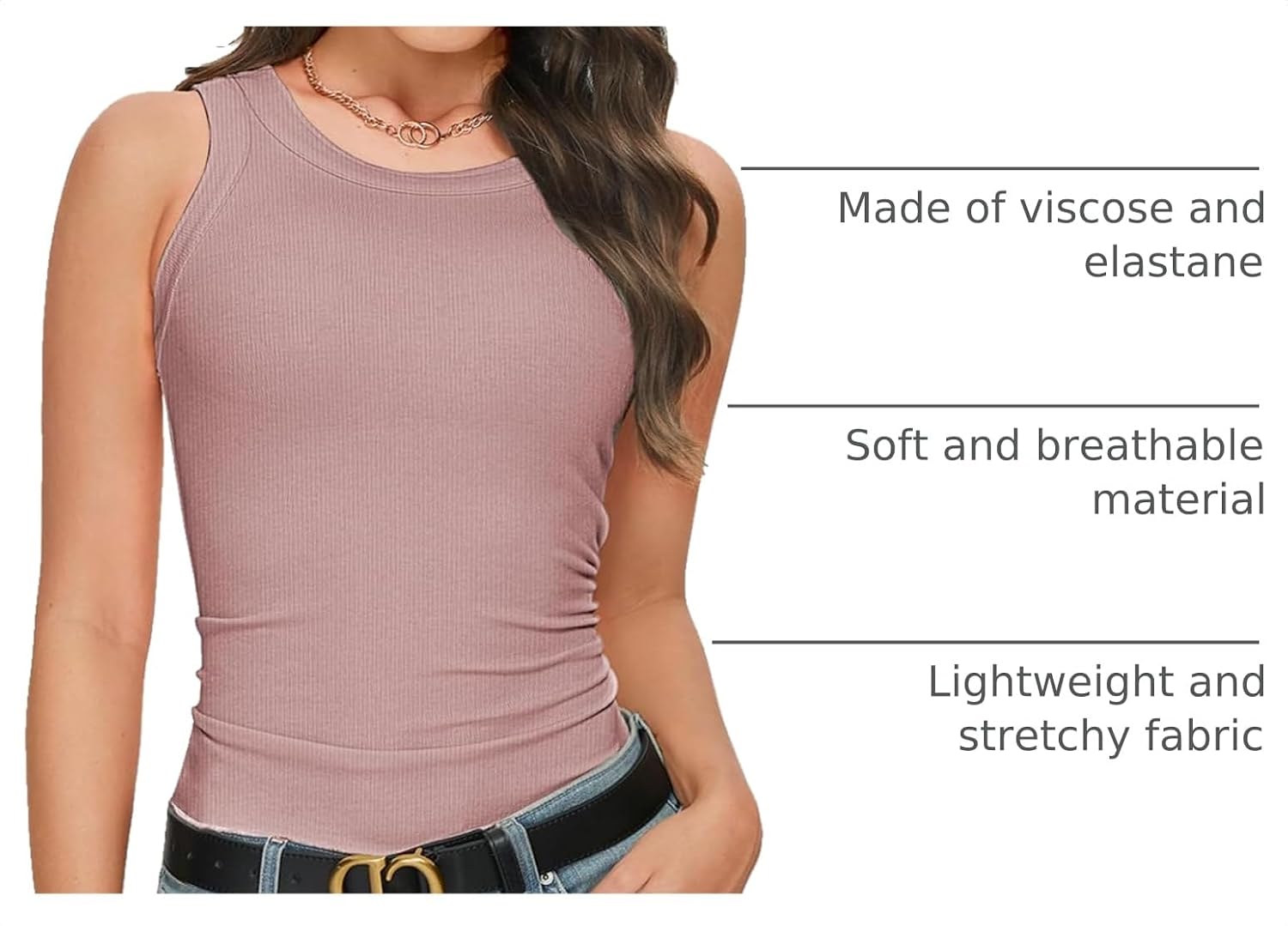 Detalle 2 de GKBK Womens High Neck Ribbed Tank top