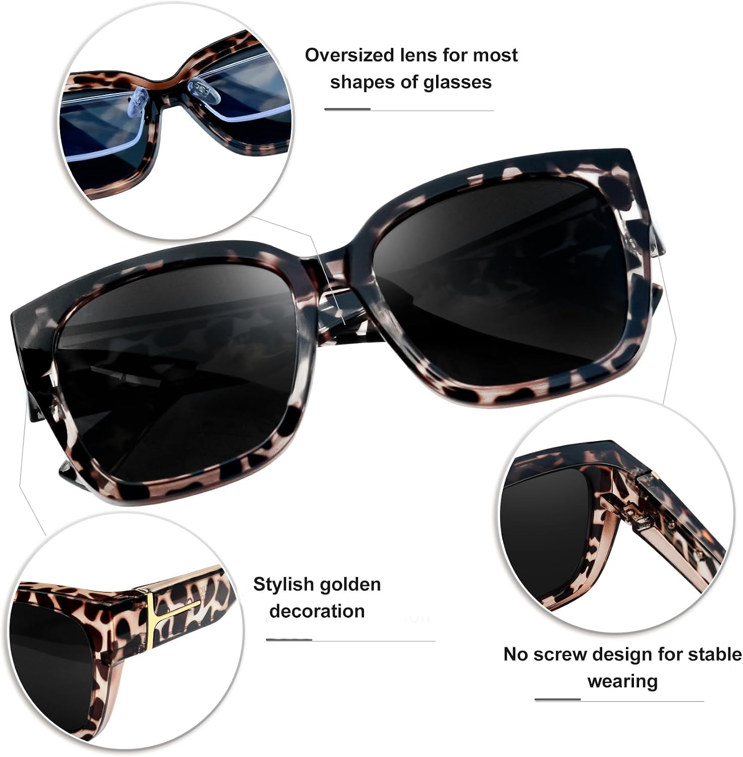 Thumbnail 4 de KANASTAL Übergröße Fit-Over Sonnenbrille für Brillenträger (polarisiert, UV400, quadratisch)