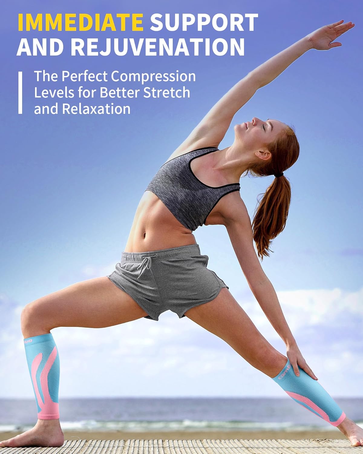 Thumbnail 4 de CAMBIVO 2 Pairs Calf Compression Sleeves — Calf and Shin Support for Running, Cycling, Travel