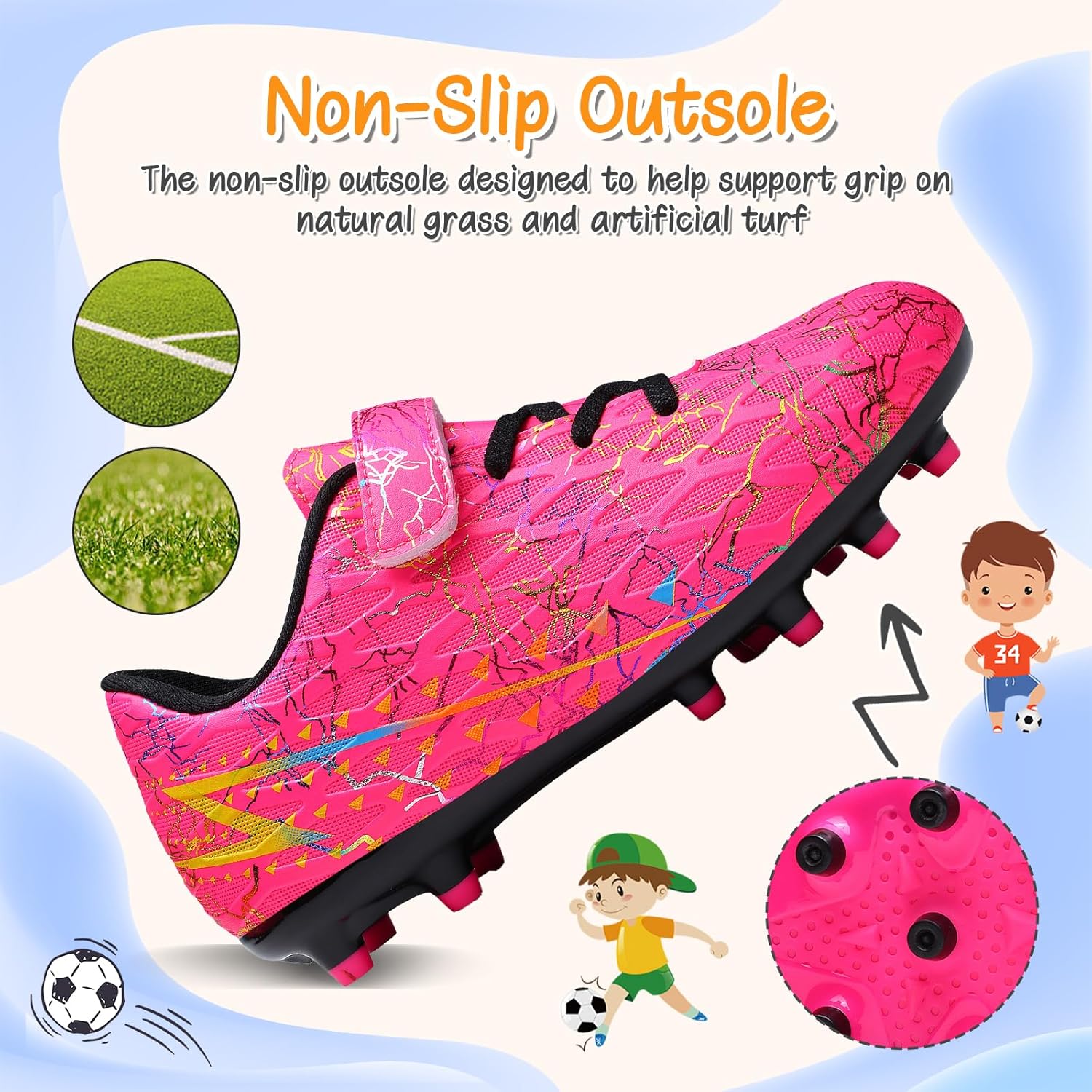 Detalle de Boys Football Boots Shoes for Kids and Teens – FG/AG Soccer Training Shoes
