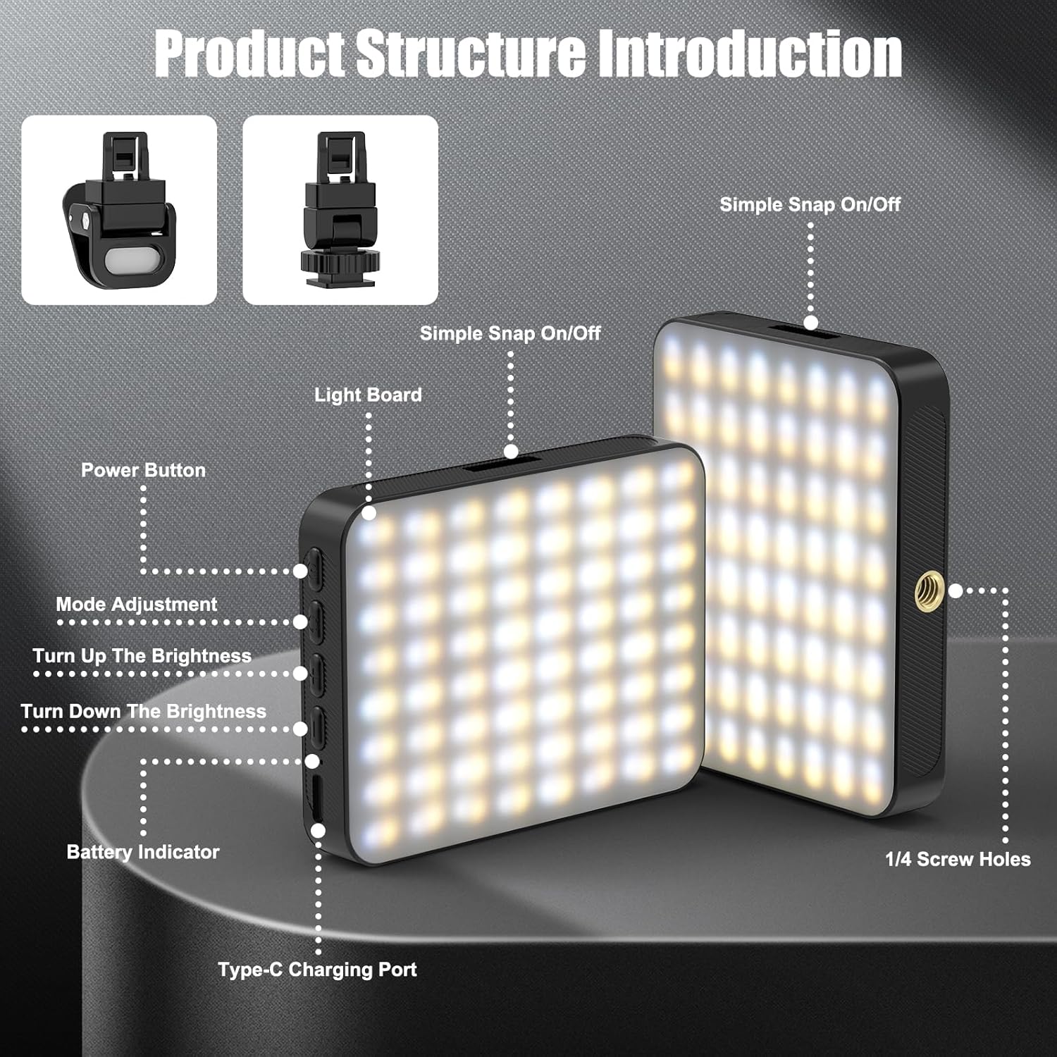 Thumbnail 6 de Diyife Magnetic Selfie Light with 128 LEDs – 360° Rotatable Clip-on Phone Light for Video, Calls and Live Streaming