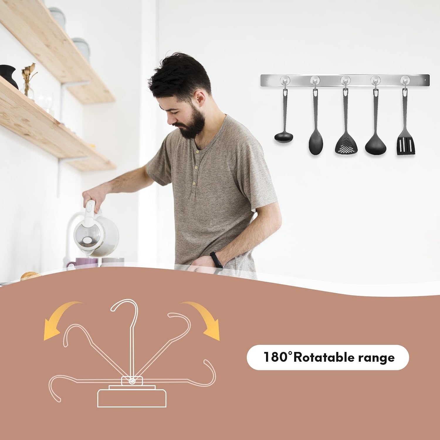 Detalle 2 de Neosmuk Swing Magnethaken aus Metall (50 kg) – extra stark für Spind-Organizer, Werkstatt & Camping