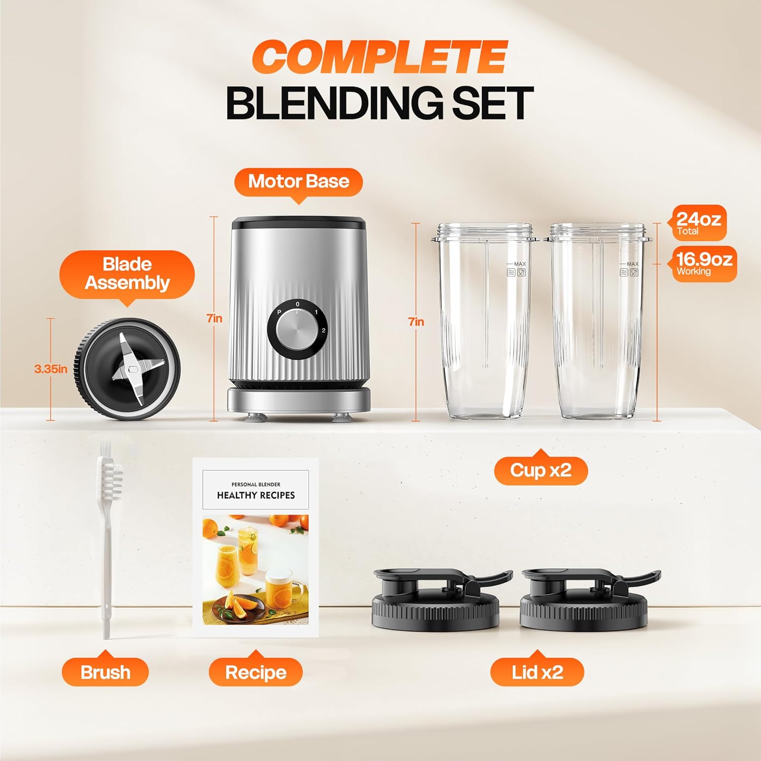 Thumbnail 6 de Turelar Smoothie Blender Personal Blender for Shakes and Smoothies with 2 x 24oz To-Go Cups
