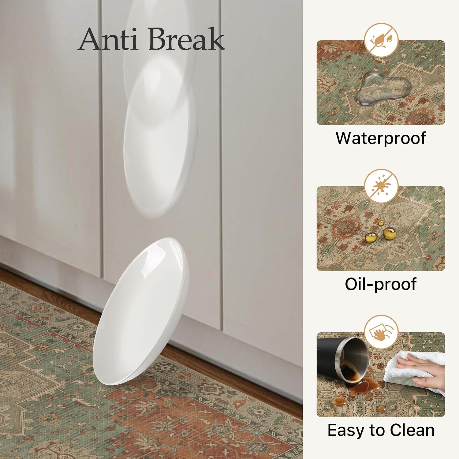 Detalle 1 de GENIMO Kitchen Mats for Floor (2-Piece) Washable Anti-Fatigue, Waterproof Non-Slip Comfort Standing Mats