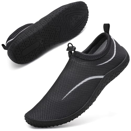 Detalle de Gitzing Water Shoes Beach Shoes Swim Aqua Socks – Barefoot‑style, Quick Dry, Breathable with Adjustable Drawstring (40 EU/6.5 UK, Black)