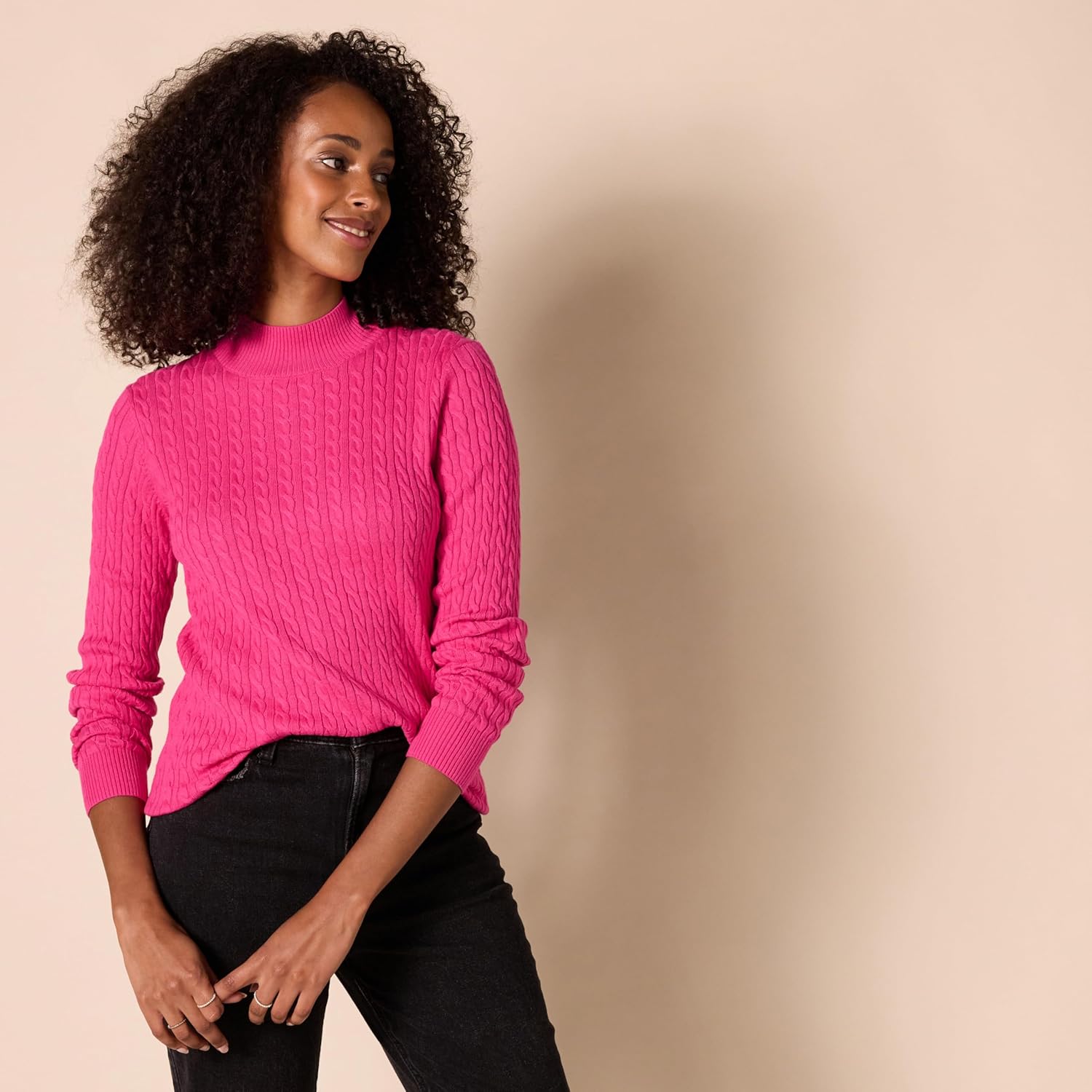 Thumbnail 1 de Amazon Essentials Damen Leichter Langarm-Pullover mit Stehkragen und Zopfmuster – Klassische Passform