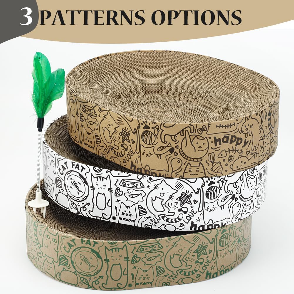 Thumbnail 5 de Graffiti 2in1 Oval Cat Scratcher Bed & Lounge with Scratching Toy & Bowl – XL Corrugated Cardboard Cat Scratch Pad & Furniture Protector by ARGOPET