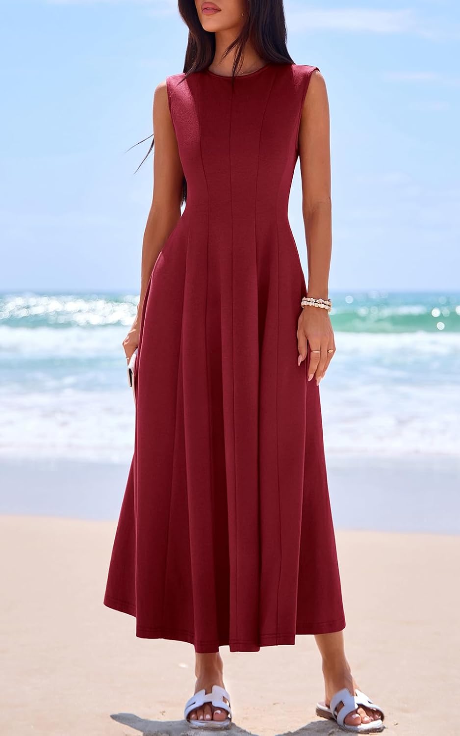 Thumbnail 6 de PRETTYGARDEN Sleeveless Crewneck Summer Maxi Dress – Elegant, Modest A-Line Style with Pockets