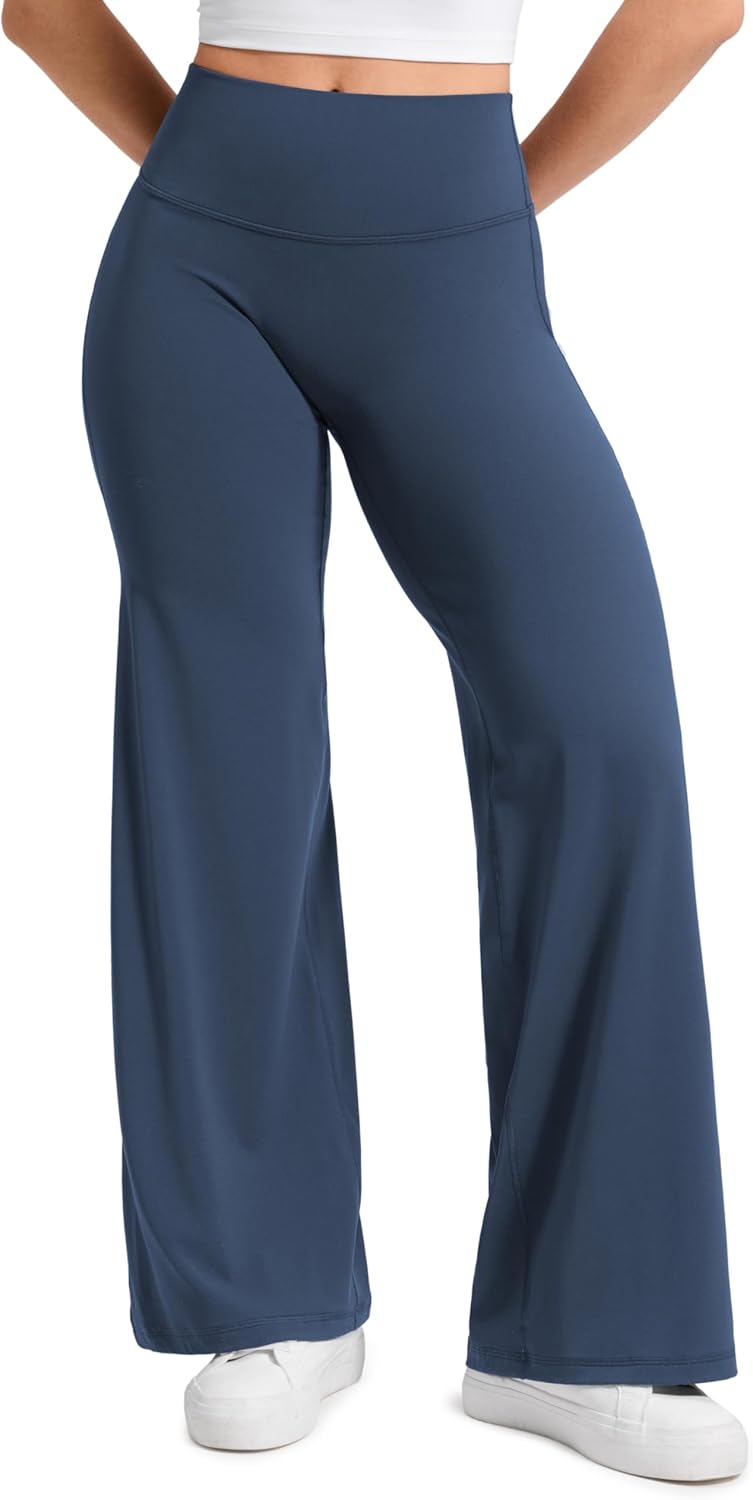 Detalle de CRZ YOGA Femme Sans Couture Avant Pantalon Large – Taille Haute 71/76/81cm, Confort et Décontracté