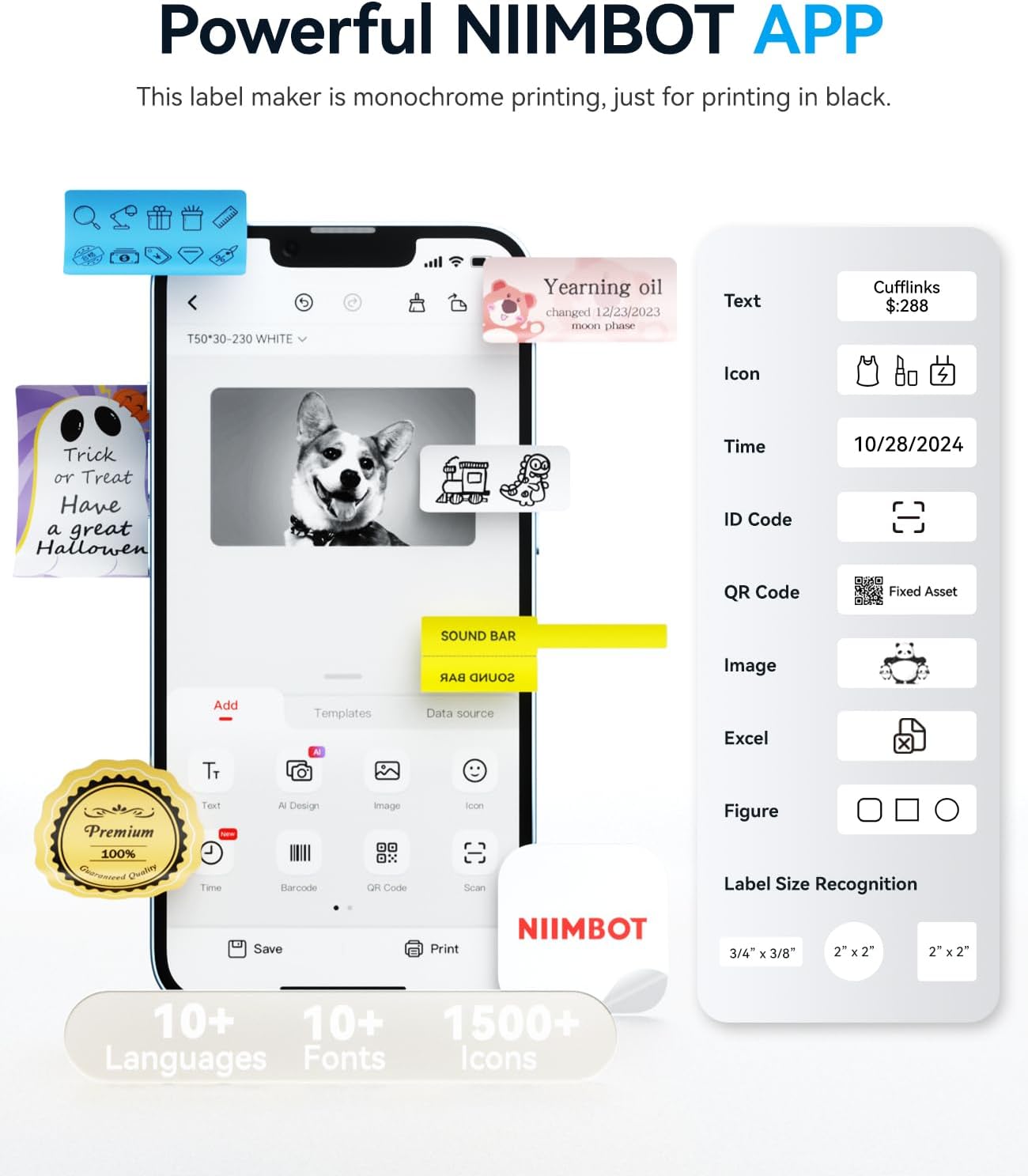 Detalle 2 de NIIMBOT B1 Blue Bluetooth Thermal Label Maker with 3 White Label Rolls