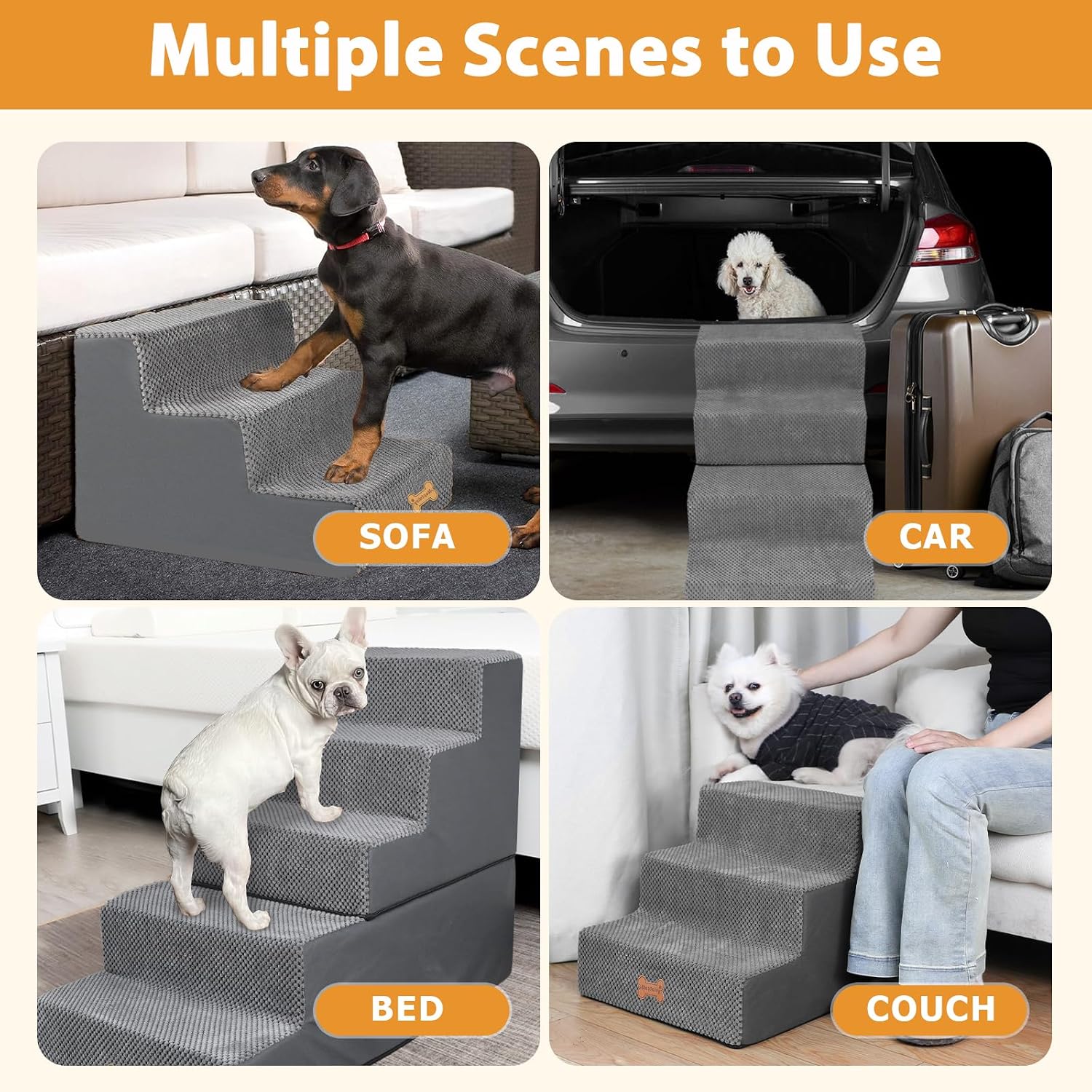 Thumbnail 5 de Nepfaivy Dog Steps 3-step foam stairs 45×40×34 cm