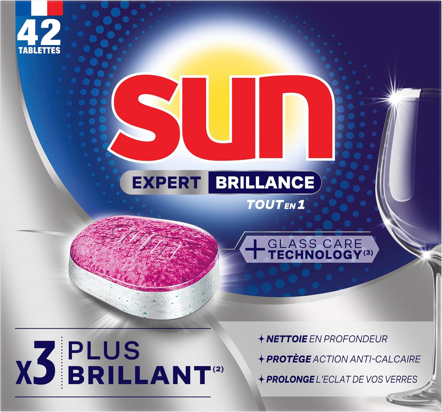 Sun - Tablettes Lave-Vaisselle Tout-en-1 Expert Brillance (42 pastilles)