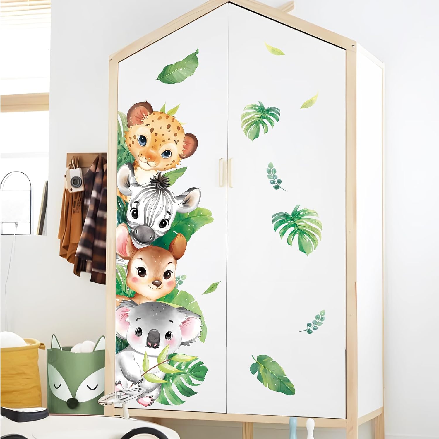 Detalle de Tanlaby Safari – Autocollants muraux animaux de la jungle (2 pcs, 29 x 90 cm)