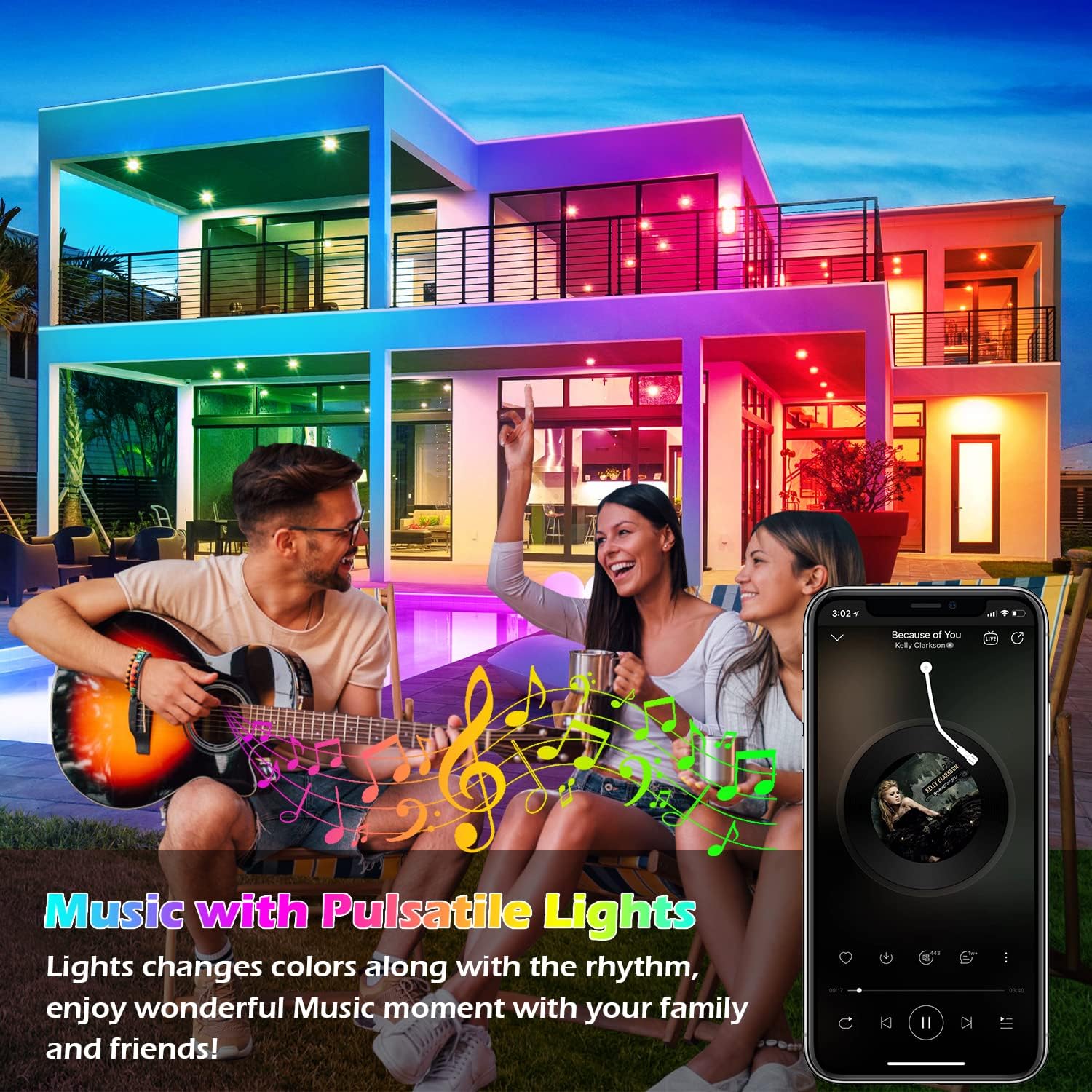 Detalle de LETIANPAI 30m Outdoor LED Strip Lights, IP68, Bluetooth and Music Sync