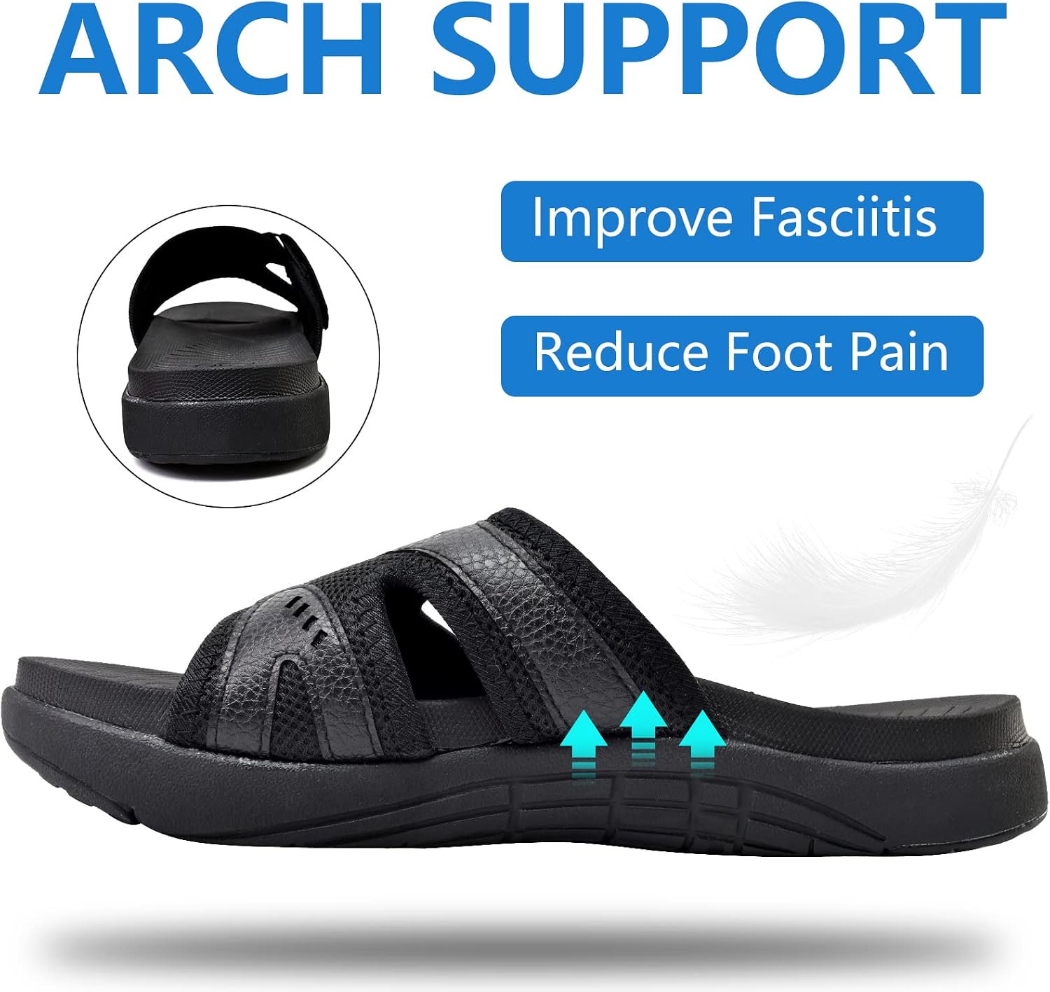 Detalle de COFACE Men's Sport Recovery Sandals with Plantar Fasciitis Support