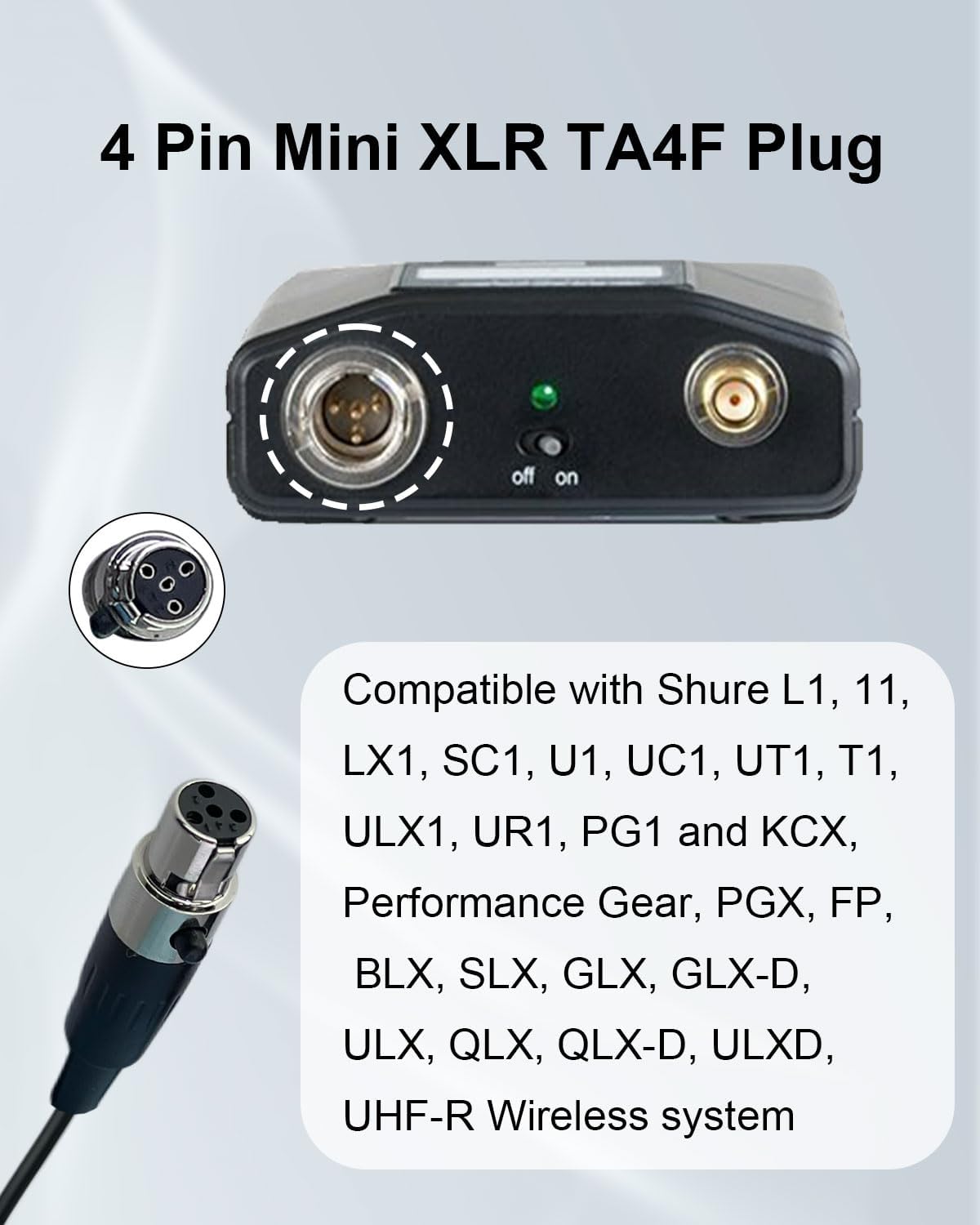 Thumbnail 1 de SEYUGOPTI TA4F Lavalier Mikrofon (Mini-XLR, revers) für Shure Wireless Sender – unidirektionales Kondensator-Mic, 1,5 m Kabel
